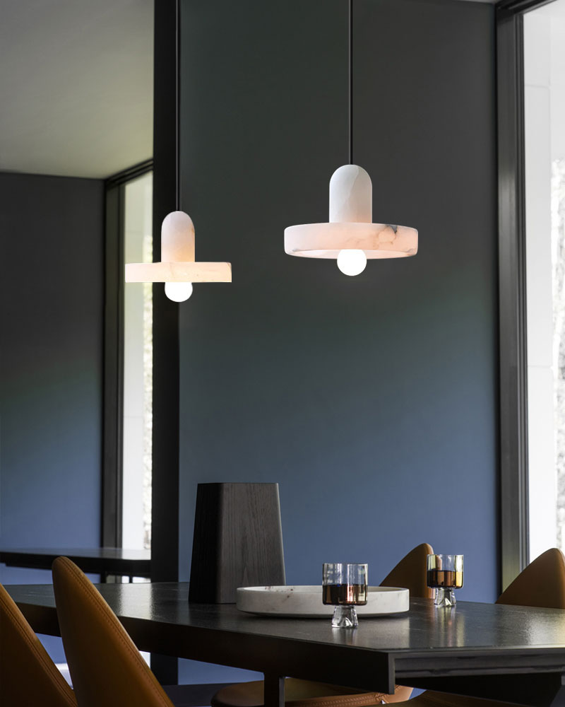 White Alabaster Kitchen Island Pendant Lamp Dia 8Dia 5.9” Height 1-bulb