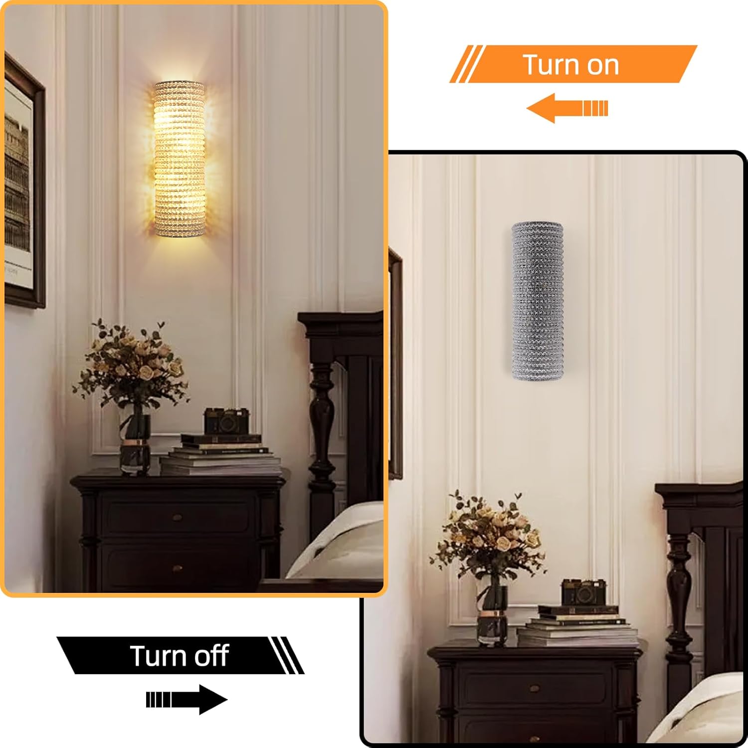 Smoke Grey Crystal Beaded Wall Sconce Light - Fast Delivery-1-Luxehomezone