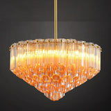 MDEGLYO Modern Amber and Clear Glass Chandelier