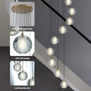 Large LED Pendant Chandeliers with Crystal Bubble Ball - Fast Delivery-1-Luxehomezone