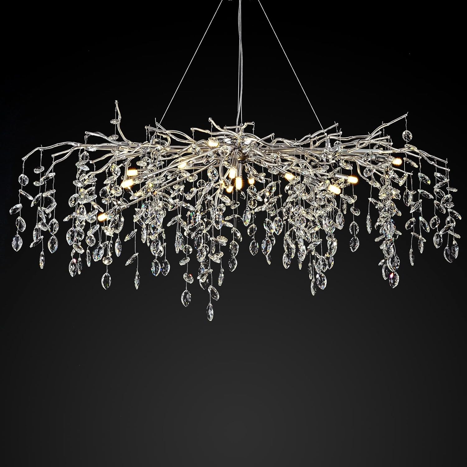 Sliver Tree Branch Rectangular Chandelier - Fast Delivery-1-Luxehomezone