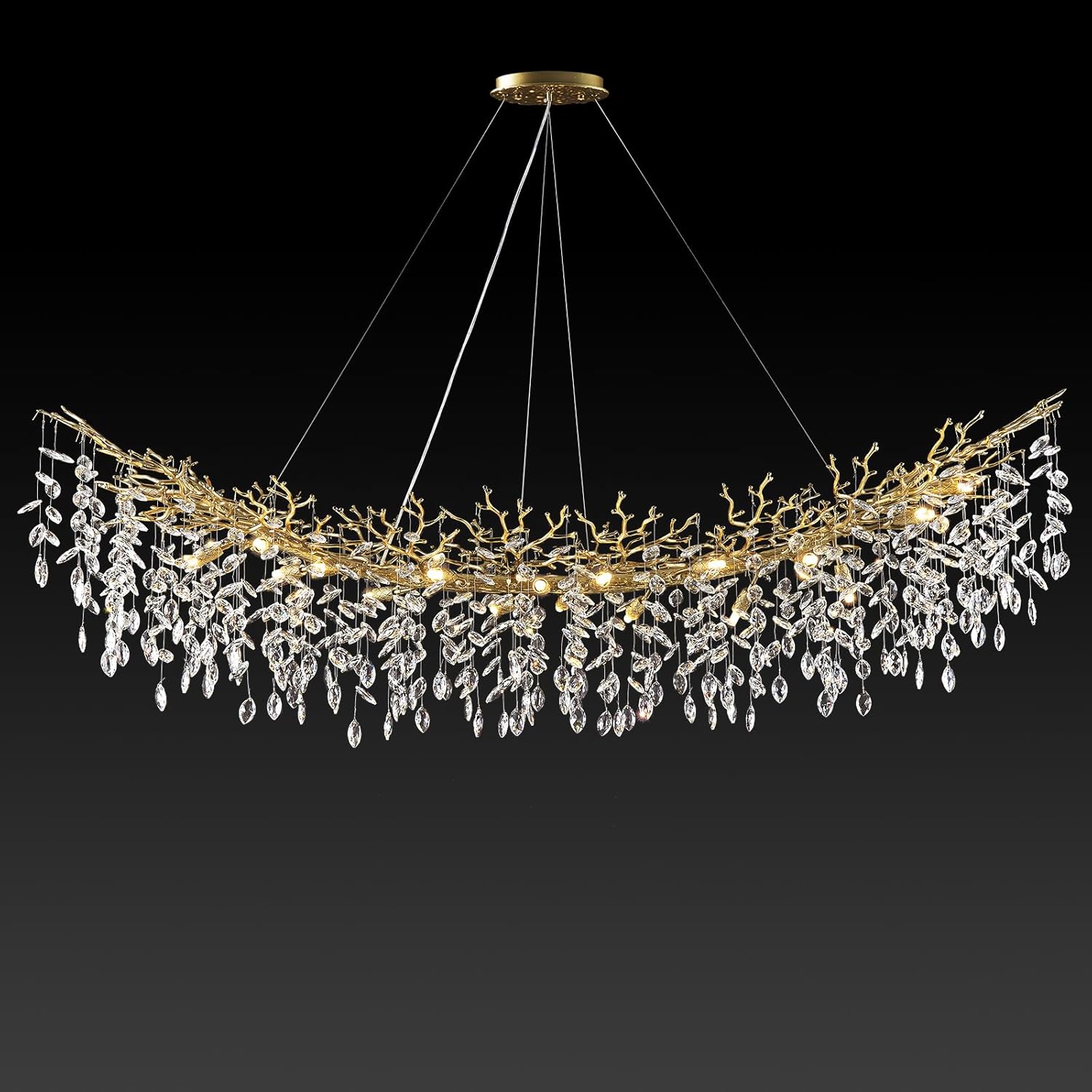 Modern Silver Crystal Glass Tree Branchs Chandelier 55" 72" - Fast Delivery-1-Luxehomezone