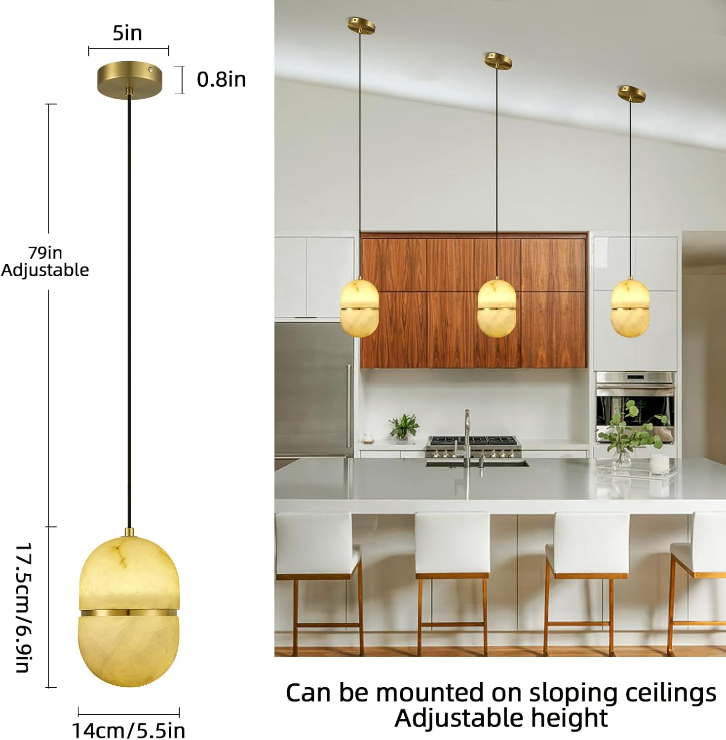 Alabaster Pendant Lights Kitchen Island - Fast Delivery-1-Luxehomezone