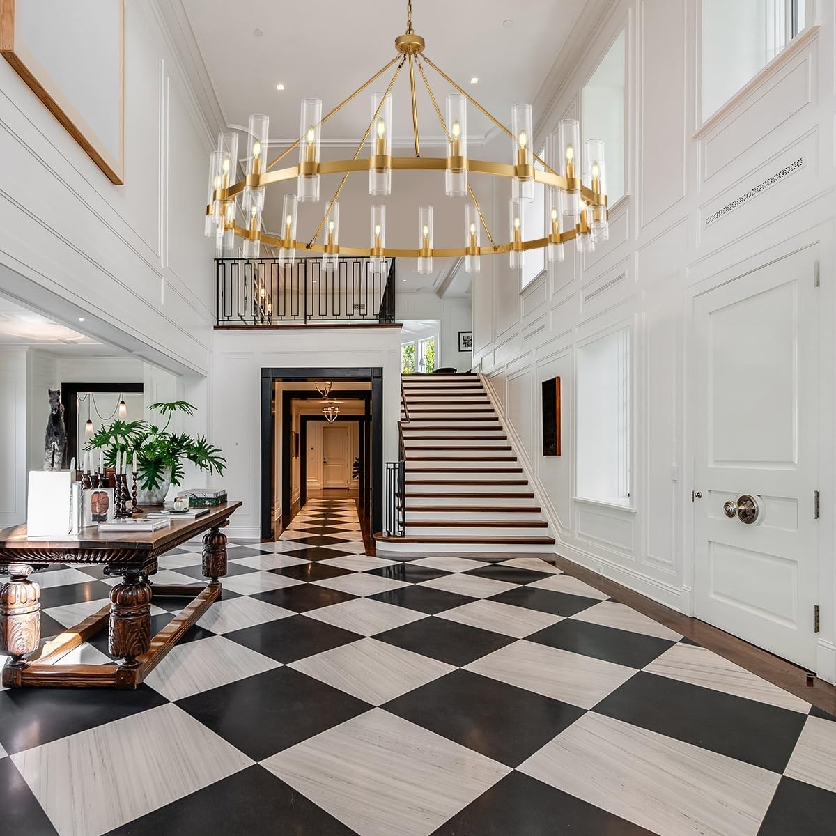 Farmhouse Wagon Wheel Chandelier 60" 70" - Fast Delivery-1-Luxehomezone