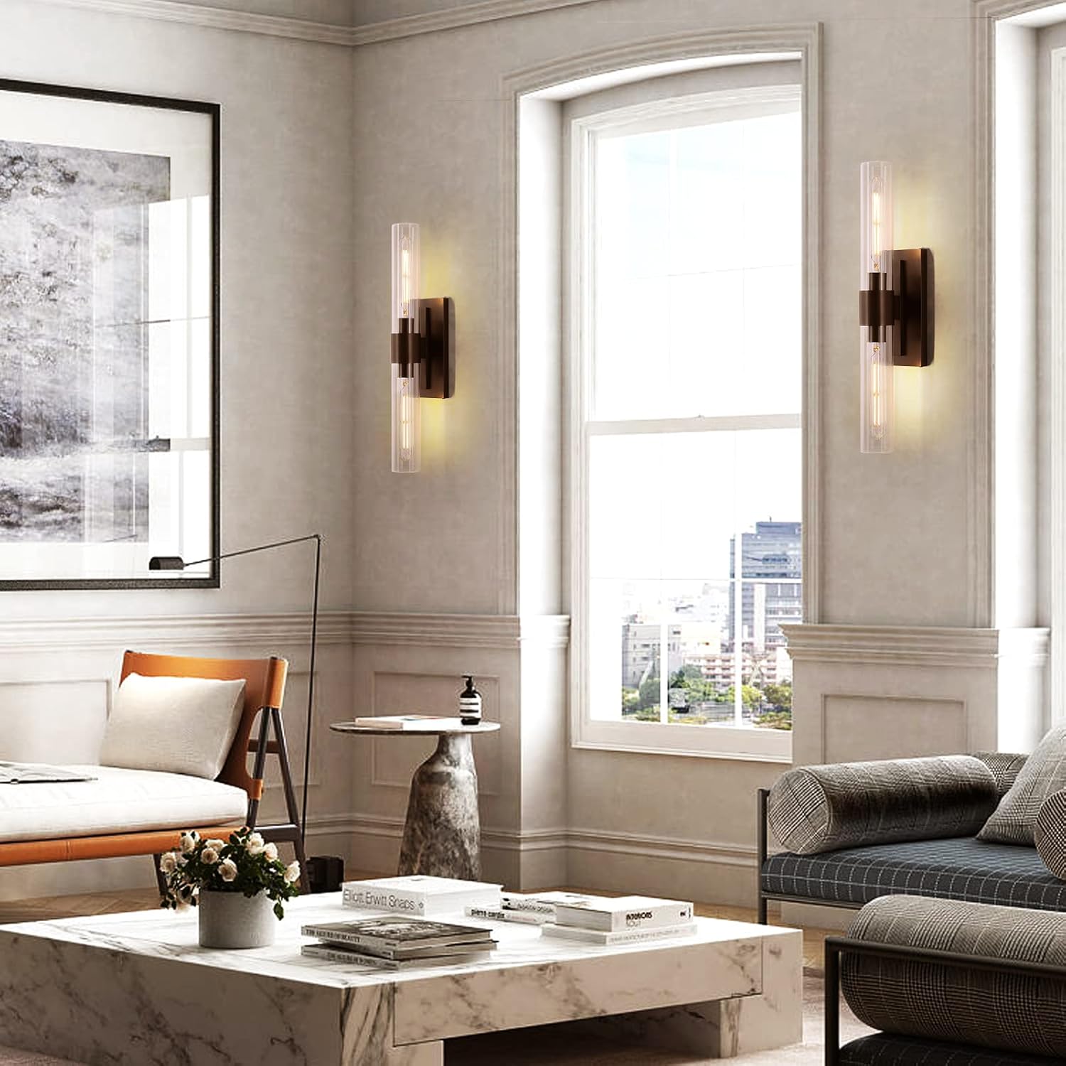 Modern Glass Wall Sconces 22.8in