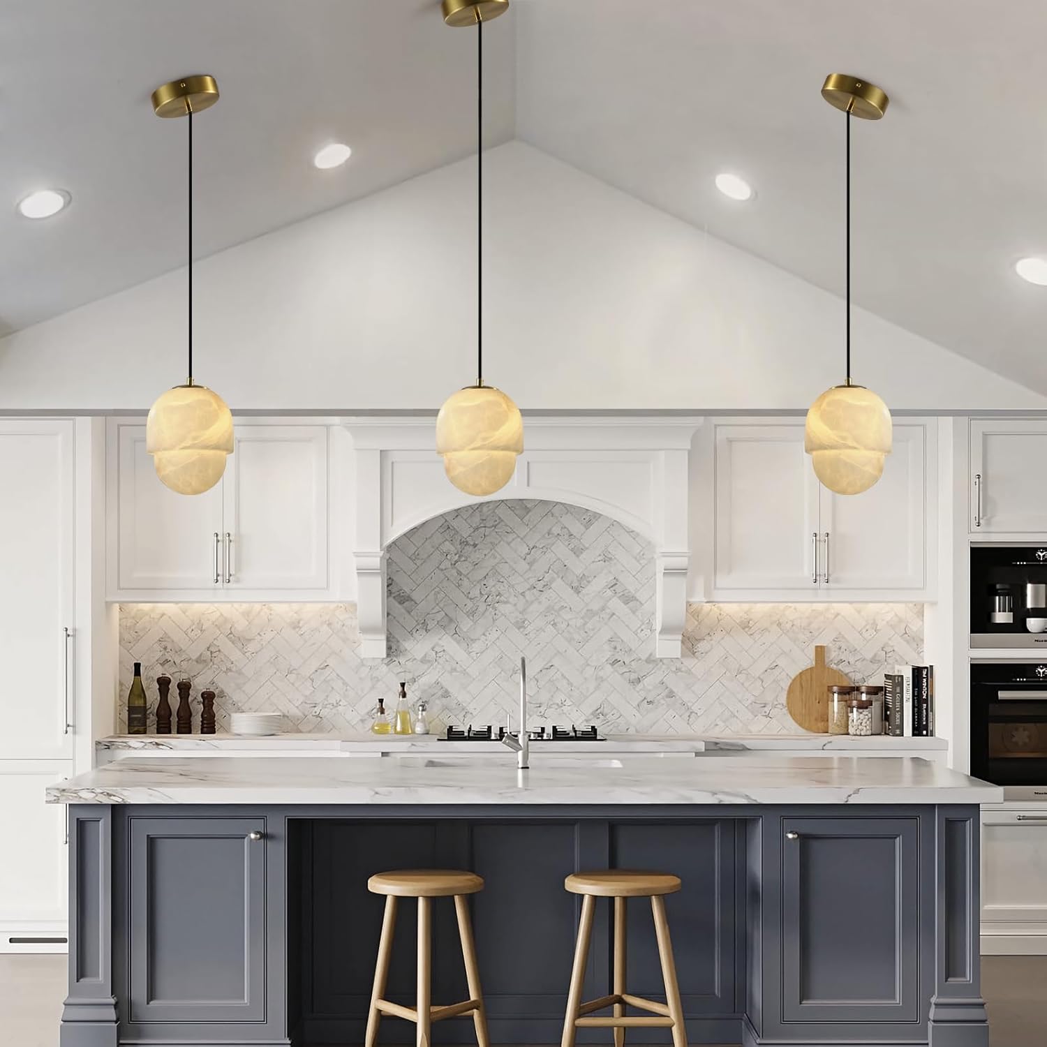 Alabaster Pendant Lights Kitchen Island - Fast Delivery-1-Luxehomezone