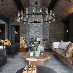 Farmhouse Wagon Wheel Chandelier 60" 70" - Fast Delivery-1-Luxehomezone