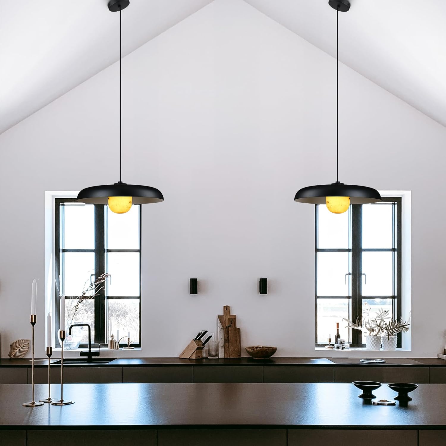 Alabaster Industrial Pendant Lights Kitchen Island - Fast Delivery-1-Luxehomezone