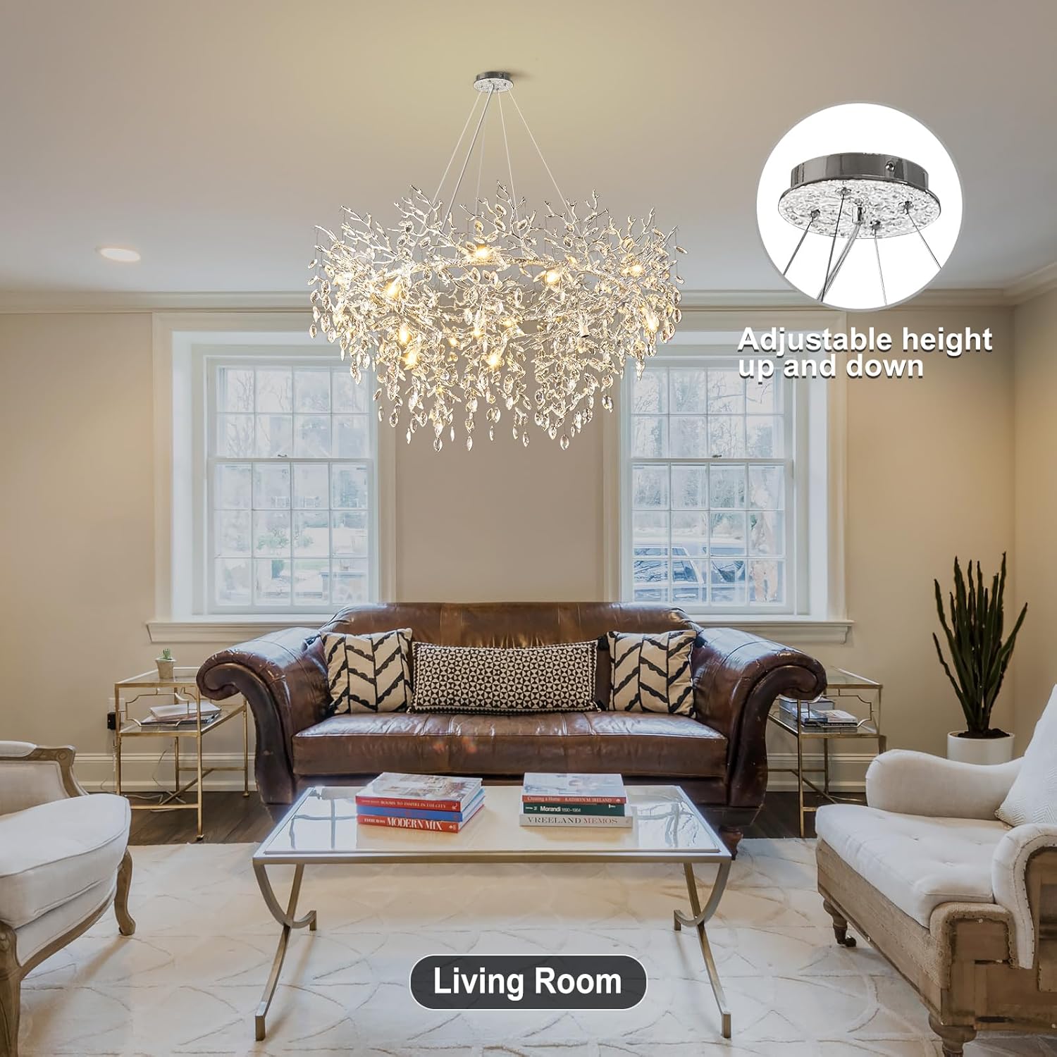 Round Silver Tree Branche Chandelier48" - Fast Delivery-1-Luxehomezone