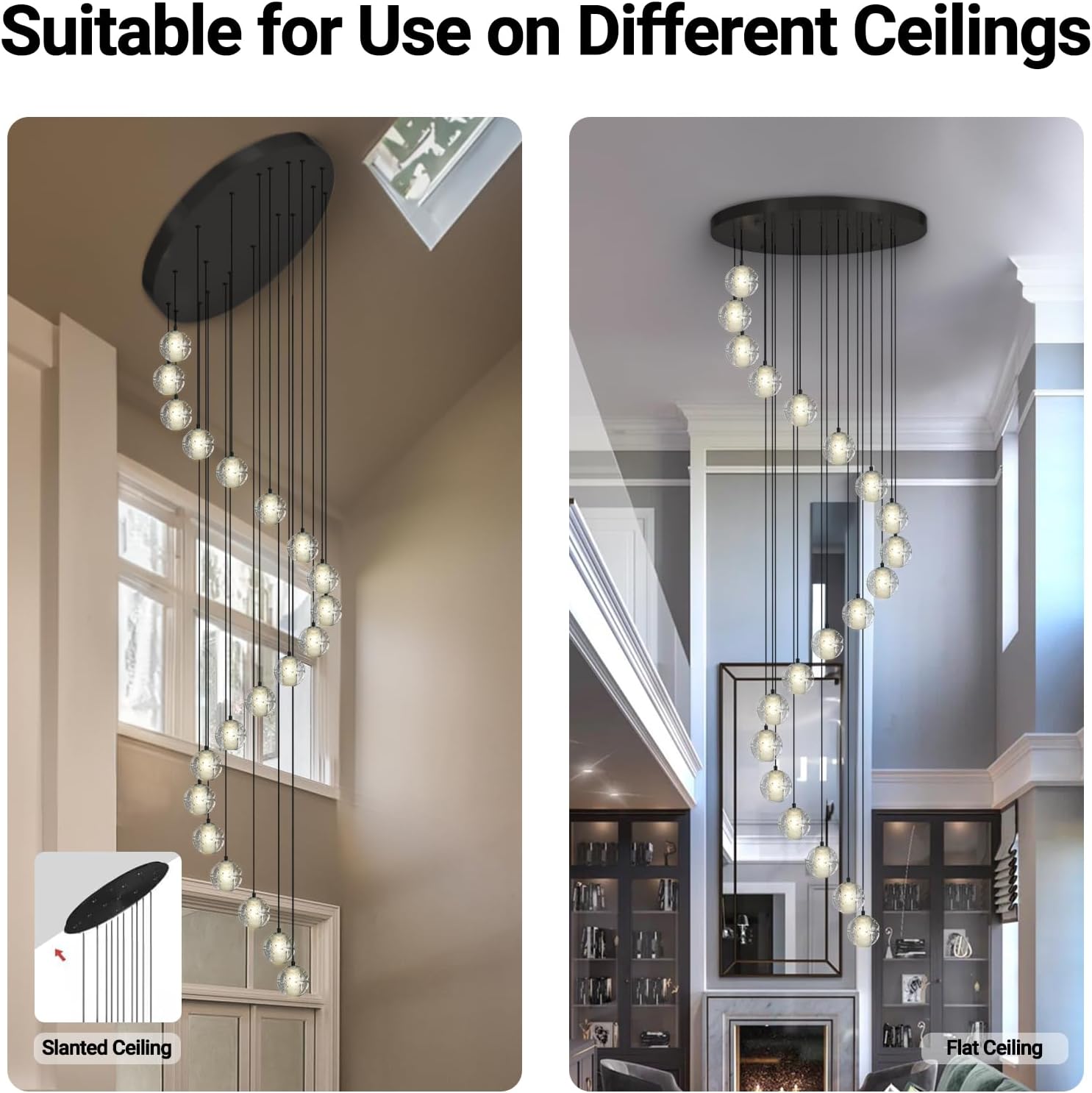 Large LED Pendant Chandeliers with Crystal Bubble Ball - Fast Delivery-1-Luxehomezone