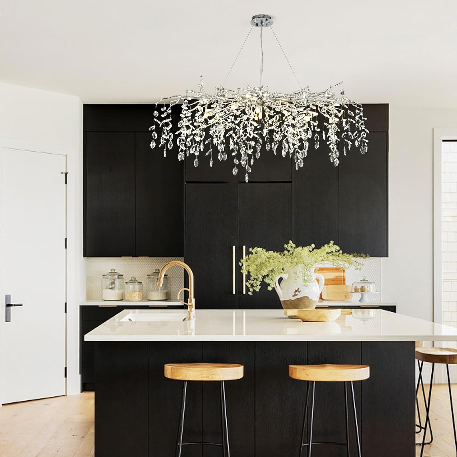 Sliver Tree Branch Rectangular Chandelier - Fast Delivery-1-Luxehomezone