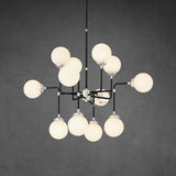 Bistro Globe Milk Glass Chandelier 42"