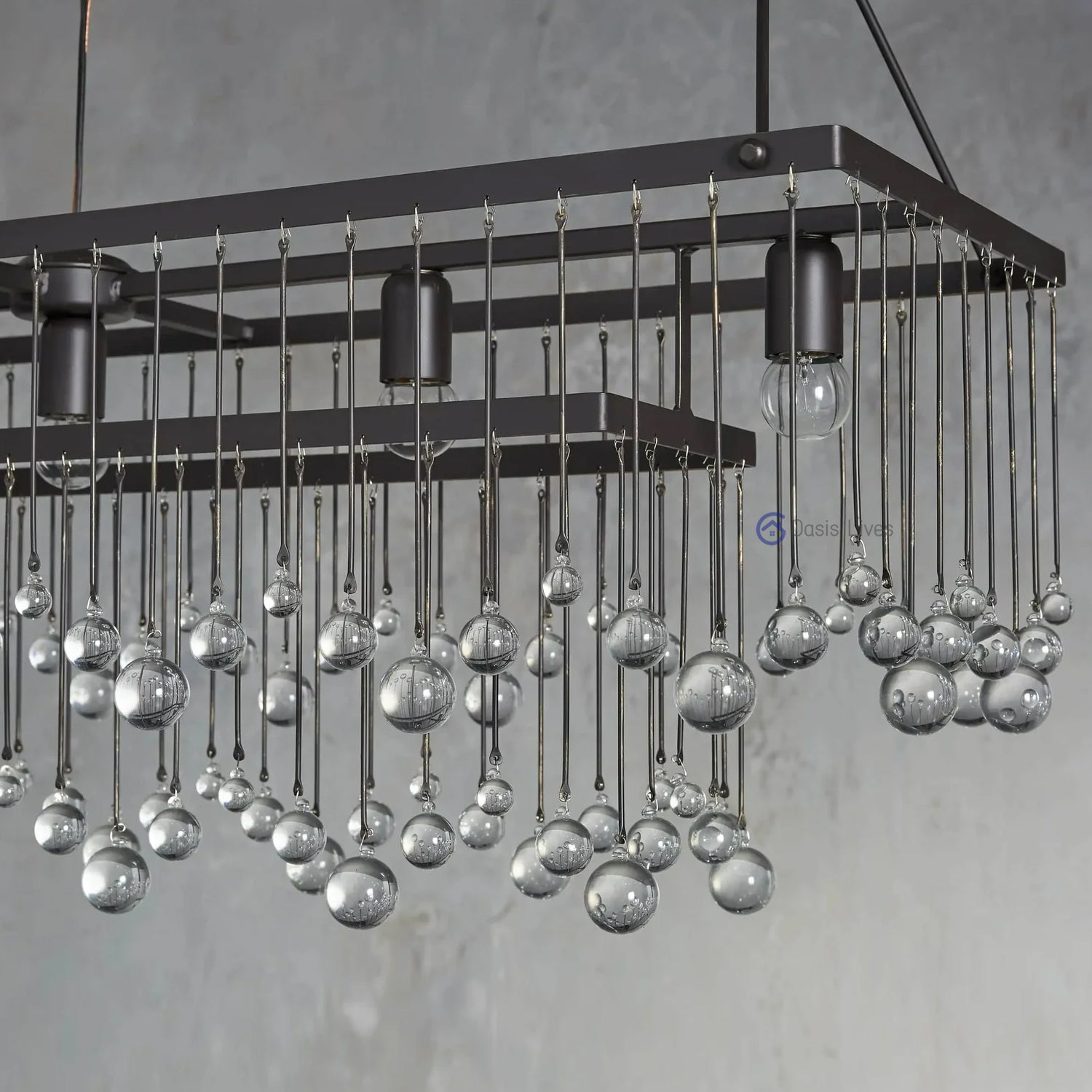 Aubrey Crystal Ball  Rectangular Chandelier 47" 60" - Oasislives