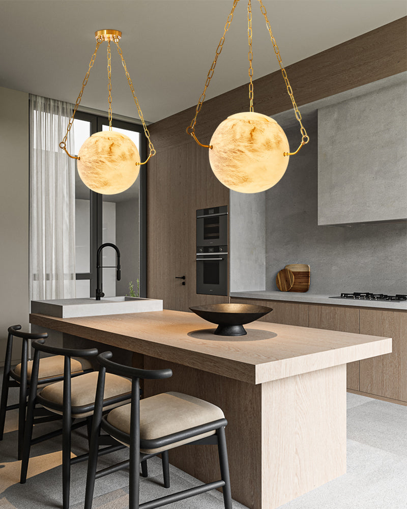 Vintage Alabaster Globe Pendant Light Fixture with brass/black adjustable chain 150cm