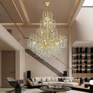 Silver Tree Branch Crystal High Ceilings Chandeliers - Fast Delivery-1-Luxehomezone