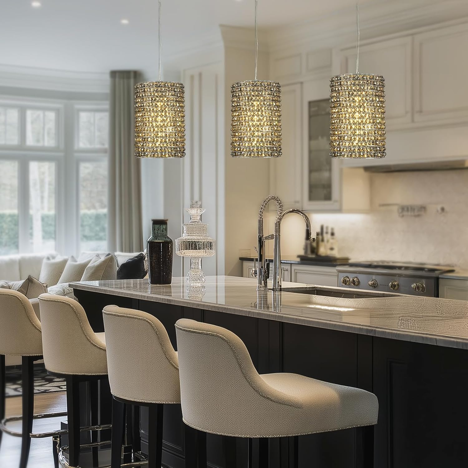 Smoke Grey Crystal Pendant Lights - Fast Delivery-1-Luxehomezone