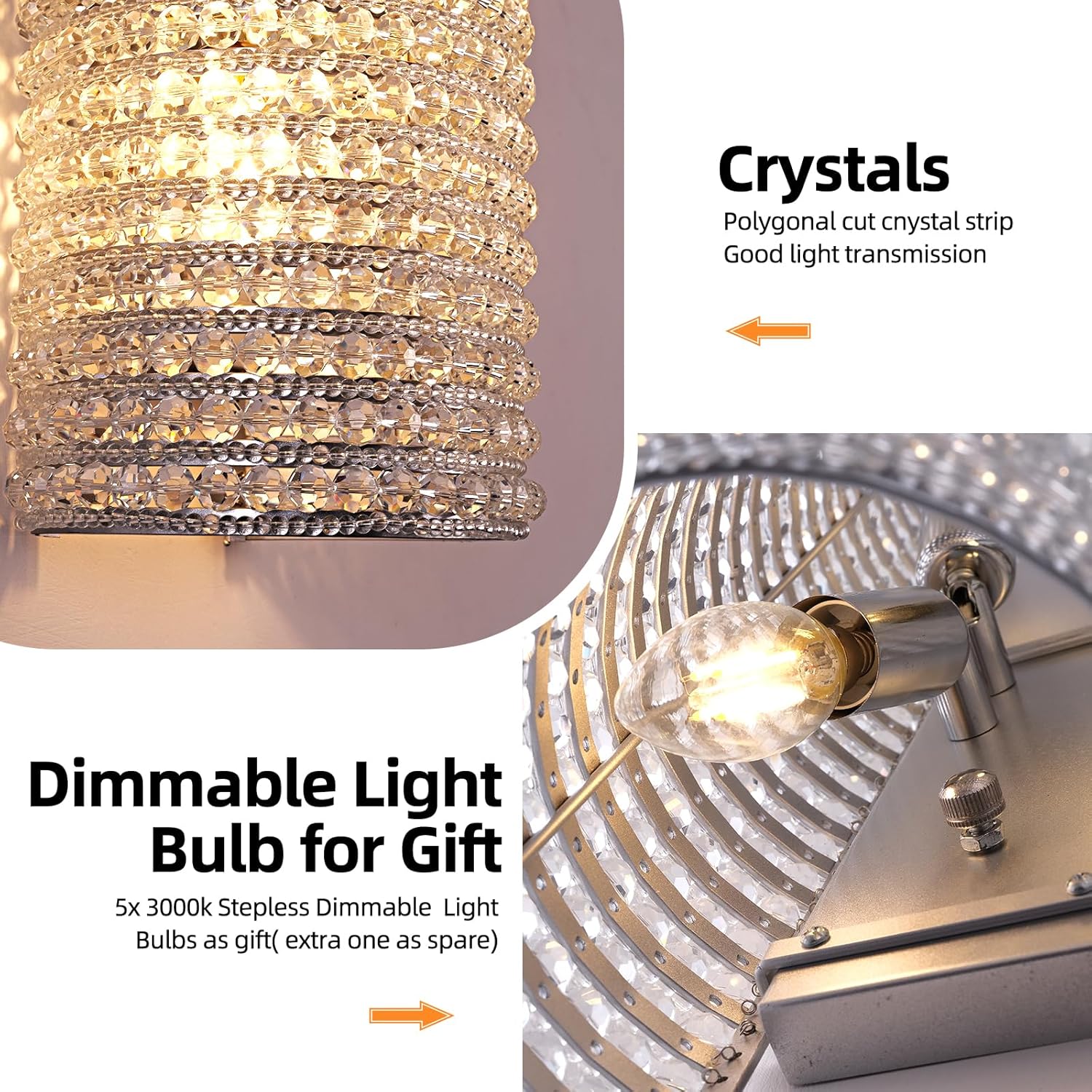 Smoke Grey Crystal Beaded Wall Sconce Light - Fast Delivery-1-Luxehomezone