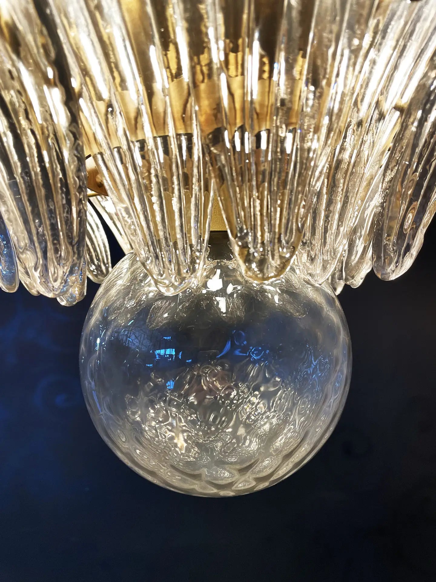Murano Chandelier 104 Smoky Colored Palmette Glass