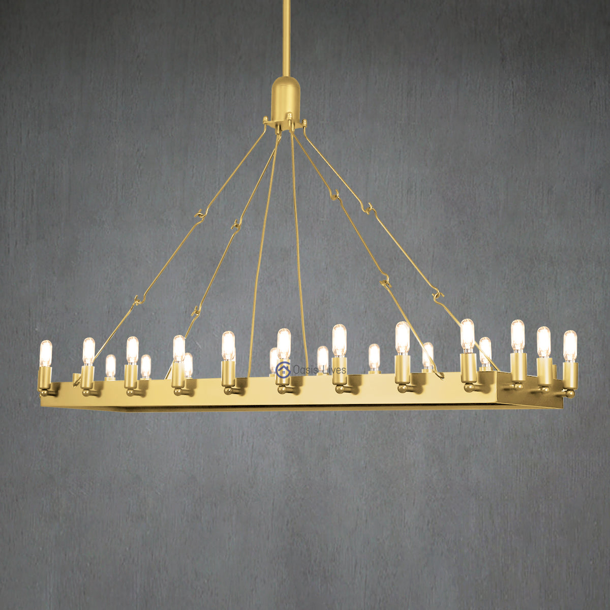 Camino Vintage Candelabra Rectangular Chandelier 52"