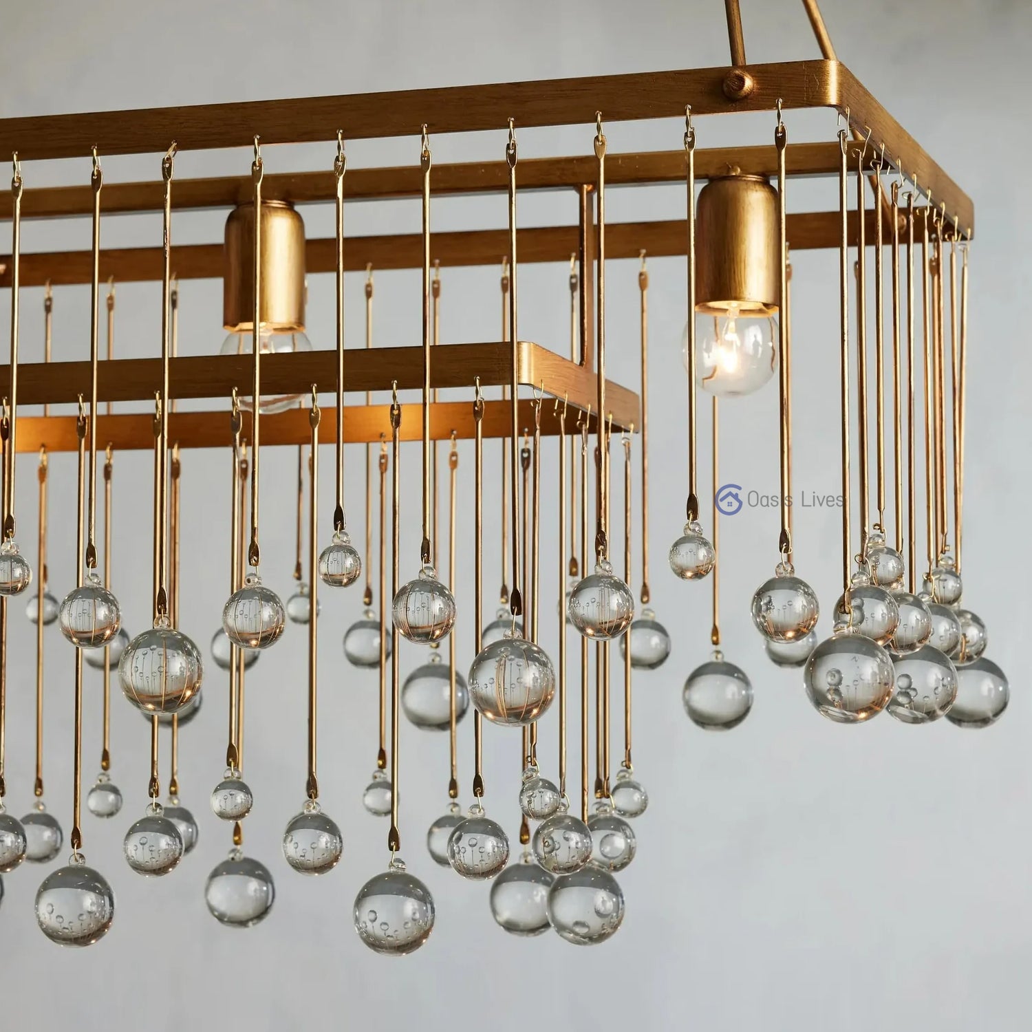 Aubrey Crystal Ball  Rectangular Chandelier 47" 60" - Oasislives