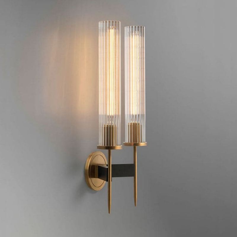 Candlestick Double Head Crystal Shade Wall Sconce