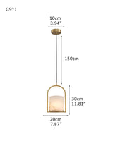 Marble Cortland Indoor Pendant Light 8" Matte Black/Brass Finish, Mini Pendant Collection