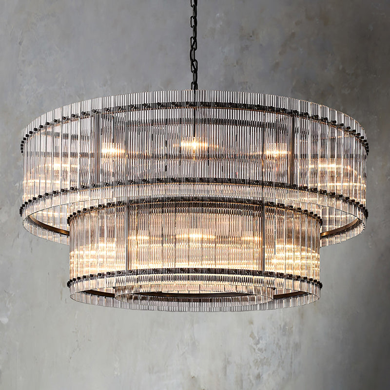 San Marc Handmade Glass 2-Tier Round Chandelier 60"