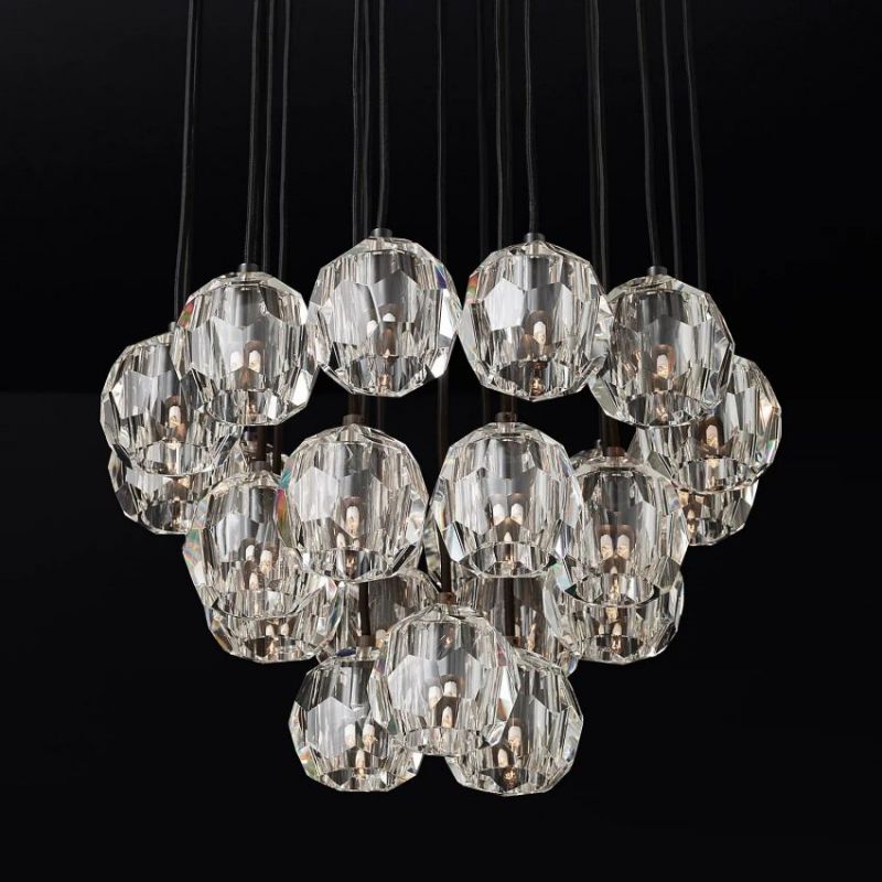 Boule Clear Crystal Cluster Chandelier D24"