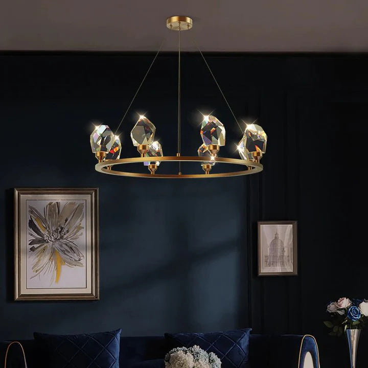 Alan Round Crystal Chandelier for Living Room Bedroom Dining Table