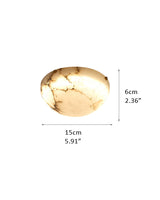LED Alabaster Semi-Flush Ceiling Light with Round Bowl in brushed brass for living room, hallway
