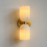 Dual Alabaster Ribbed Wall Sconce