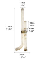 LED Piped White Alabaster Copper Large Standing Floor Lamp, height 150cm,45W