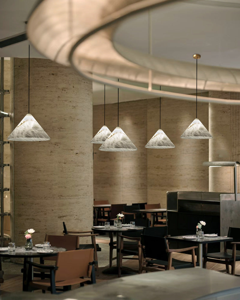 Minimalist Style White Alabaster Conical Pendant Lamp for bedroom kitchen
