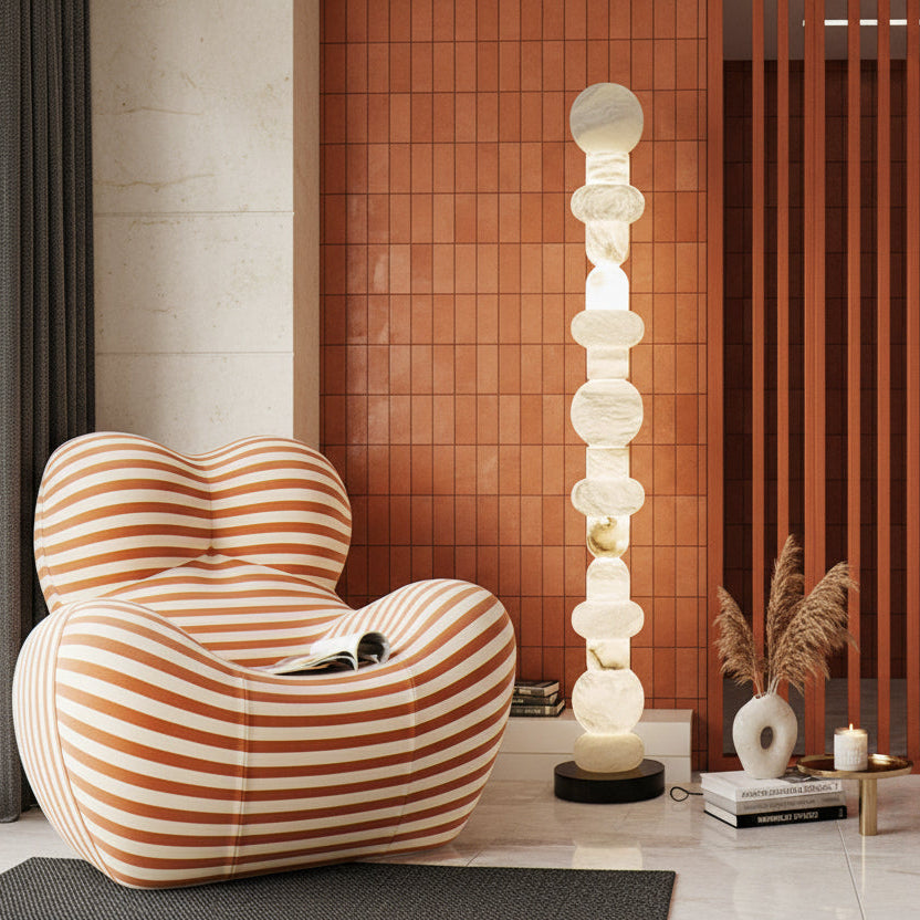 Modern White Alabaster High Standing Floor Lamp with geometric modeling design, Heigh 160cm,40W - Oasislives