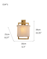 1-Light Rubbed Brass Alabaster flush mount Wall Light Fixture for bedside