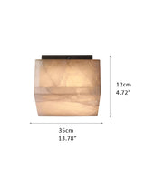 Square Alabaster flush mount brass ceiling light 35/45/60CM Dia