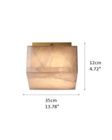 Square Alabaster flush mount brass ceiling light 35/45/60CM Dia
