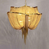 Pensy Luxury Double-Layer Aluminum Chain Tassel Chandelier