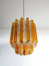 Murano Chandelier – 47 prisms – Amber/Transparent