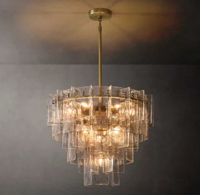 Lattice Clear Glass Tiered Chandelier 36"