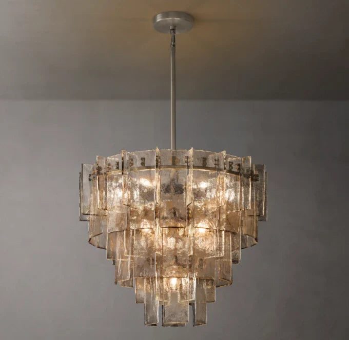 Lattice Clear Glass Tiered Chandelier 36"