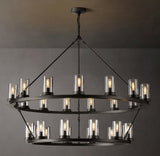 Onder Round Two-Tier Clear Glass Chandelier 48"