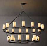 Onder Round Two-Tier Milk Glass Chandelier 48"