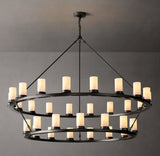 Onder Round 2-Tier Milk Glass Chandelier 60"
