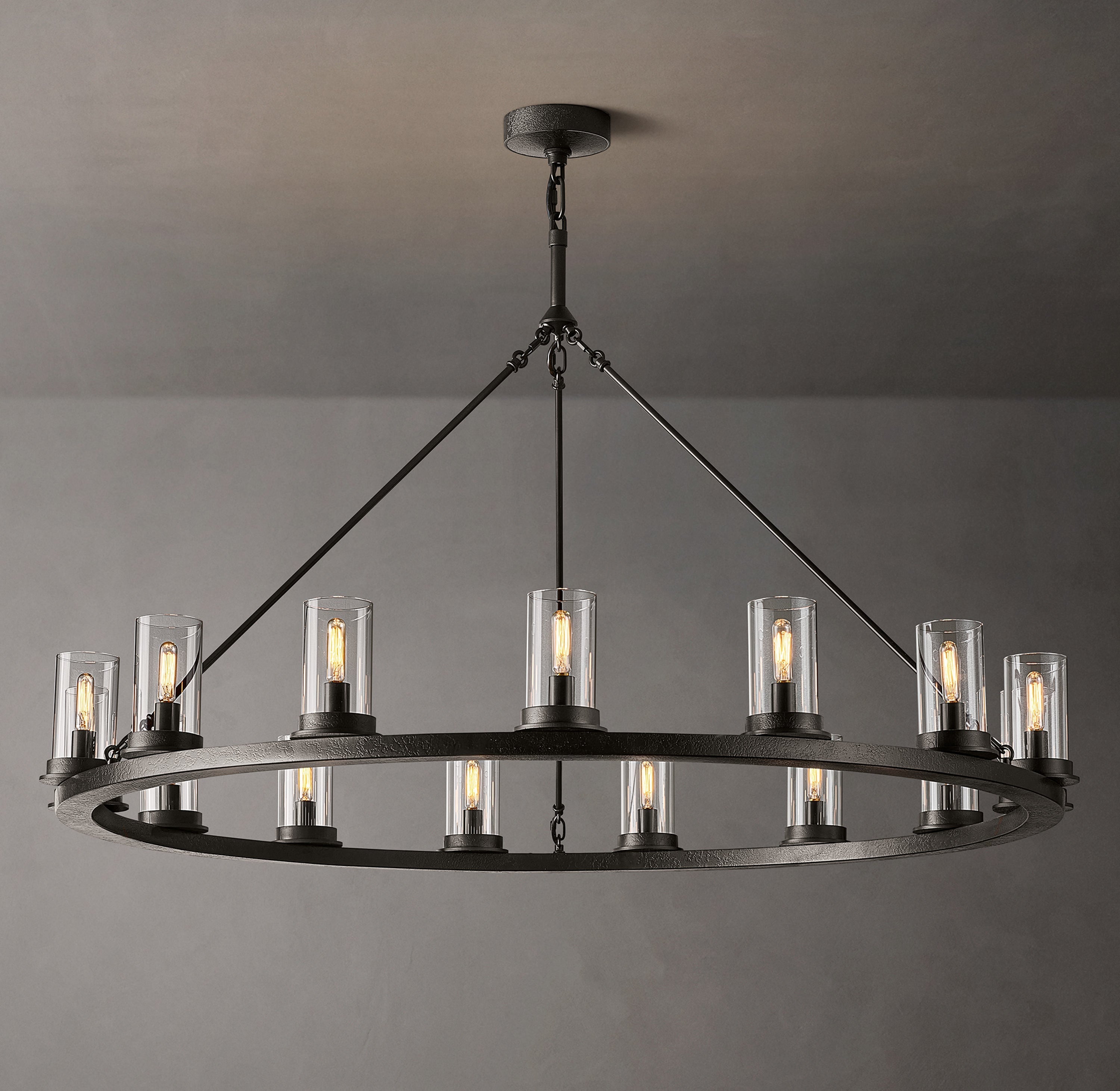 Onder  Round Clear Glass Chandelier 48"