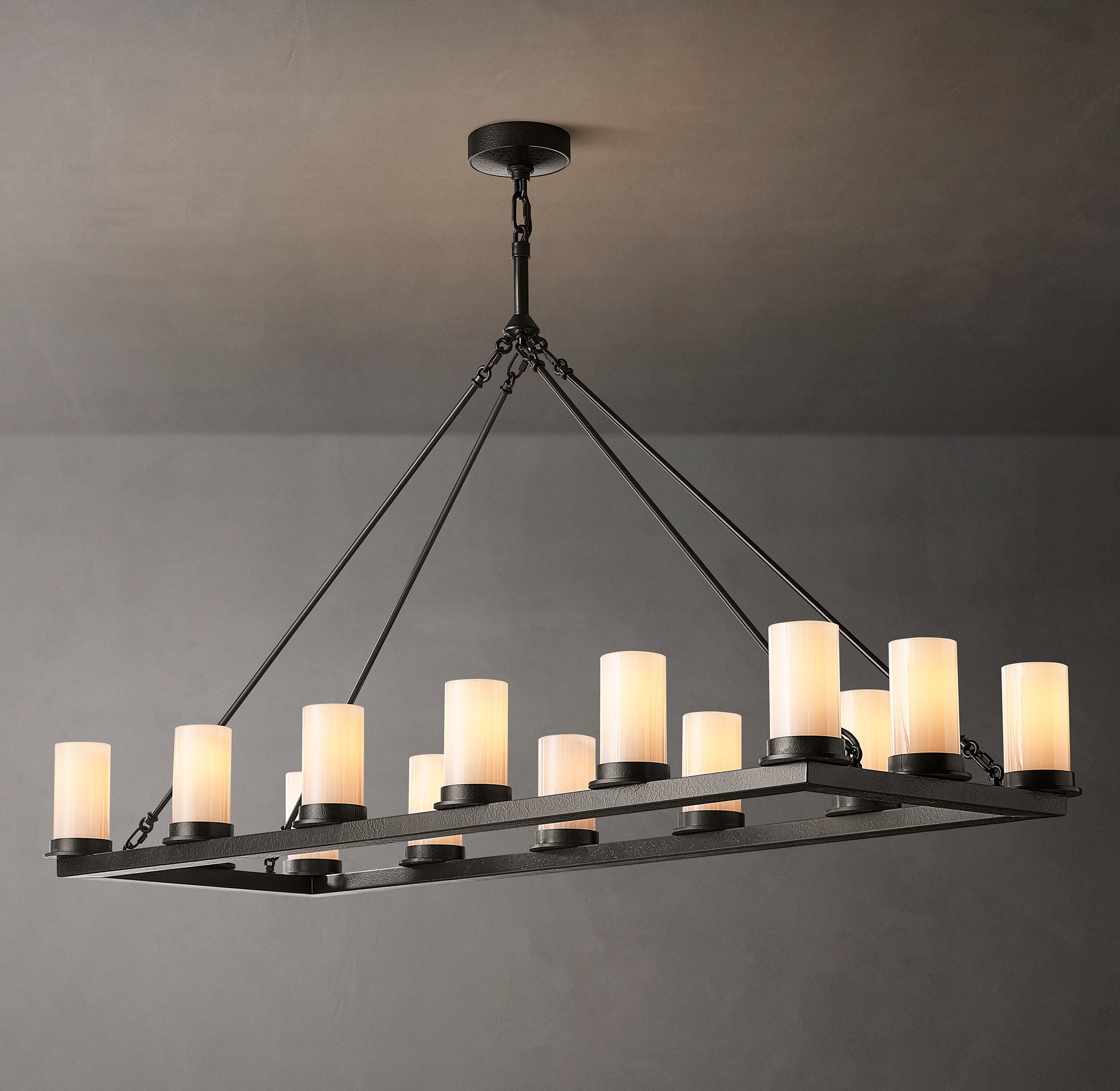 Onder Linear Milk Glass Chandelier 52"