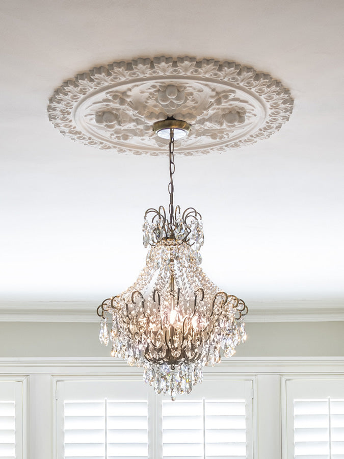 Lina - 4 light antique brass crystal glass chandelier