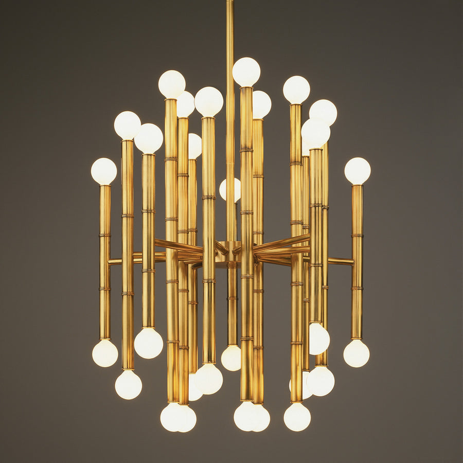 Bamboo Detail Brass Chandelier