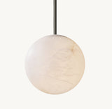 Hand-Carved Alabaster Globe Pendant
