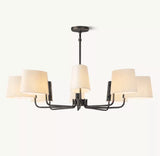 Martiau Round Black Linen Chandelier 48"